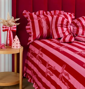 Joyful Bow Stripe Duvet Set