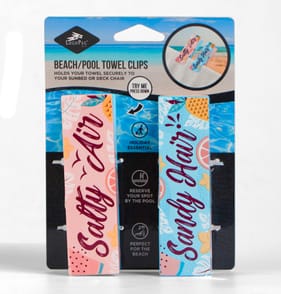 Logo Pegs Beach Towel Clips 2 Pack - Salty Air, Sandy Hair