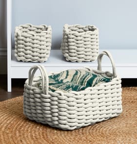 Chunky Rope Basket Set - Cream