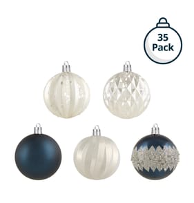 Frosted Spirit 7cm Christmas Baubles 35 Pack