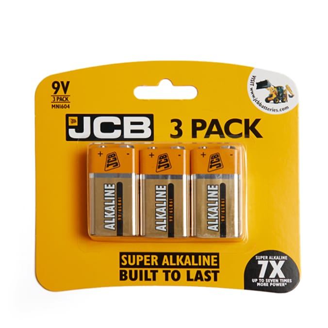 JCB 9V Alkaline Batteries 3 Pack