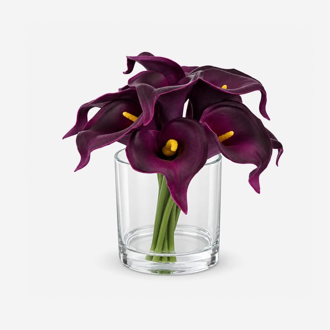 Artificial Cala Lilly In Glass Pot