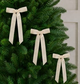 Winter Luxe Velvet Long Tail Bow 3 Pack - Cream