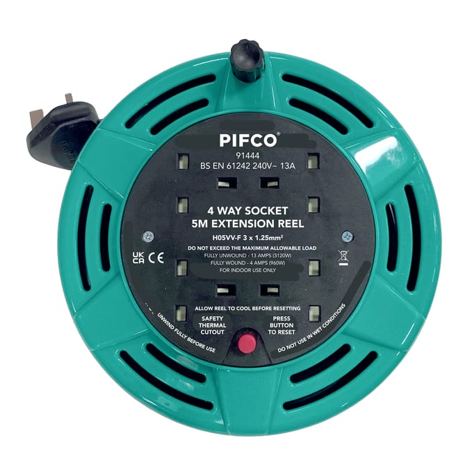 Pifco 4 Way Socket 5M Extension Reel