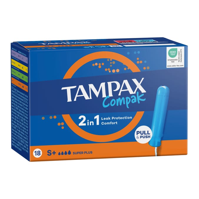 Tampax Compak Super Plus Tampons With Applicator 18 Pack