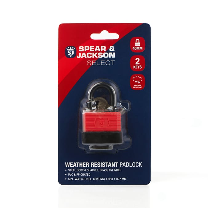 Spear & Jackson Select Weather Resistant Padlock - 40mm