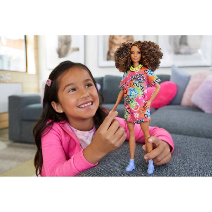 Barbie Fashionista Doll - Brunette with Graffiti Dress