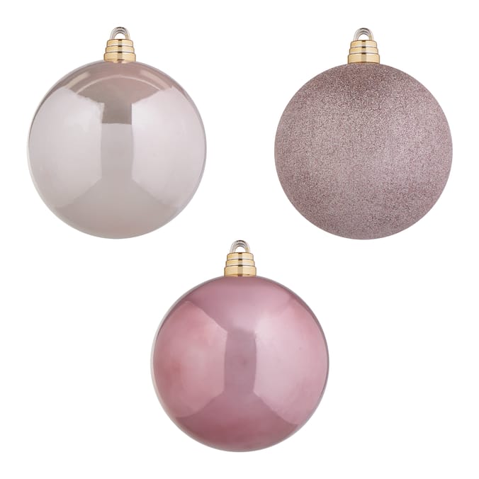 Elegance 15cm Bauble 3 Pack - Pink
