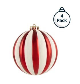 Sleigh Bells 12cm Candy Cane Christmas Baubles 4 Pack - Red