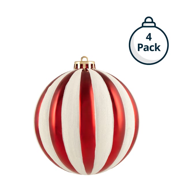  Sleigh Bells 12cm Candy Cane Christmas Baubles 4 Pack