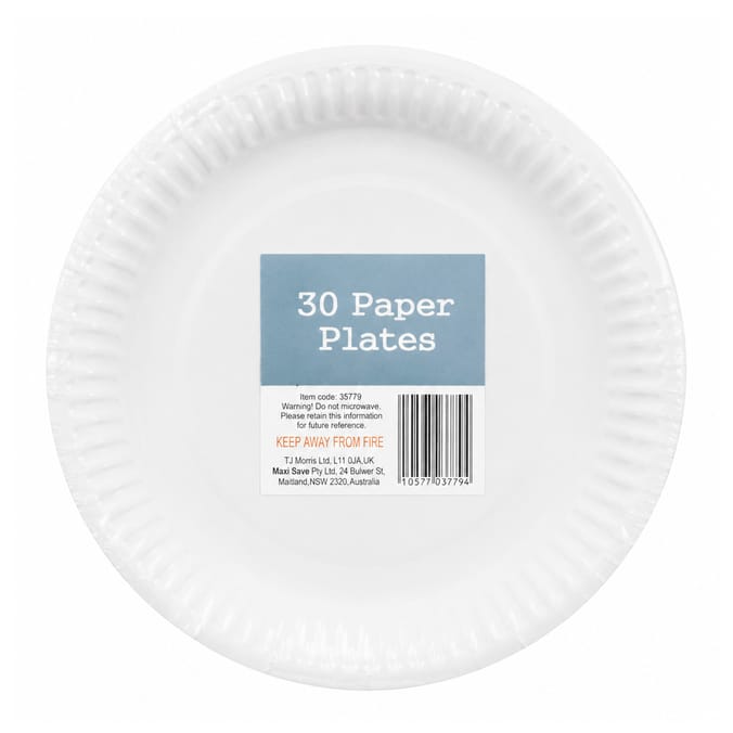 White Paper Plates 30 Pack