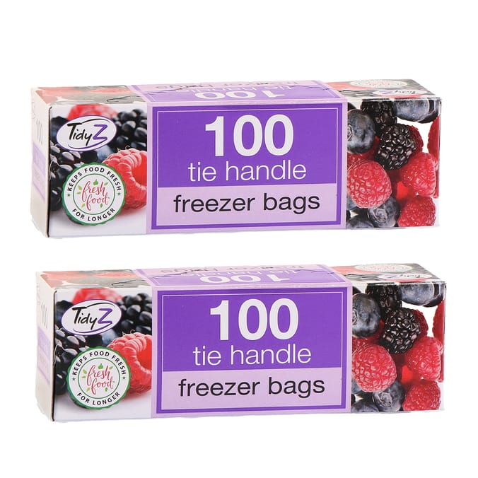 100 Tie Handle Freezer Bags x2