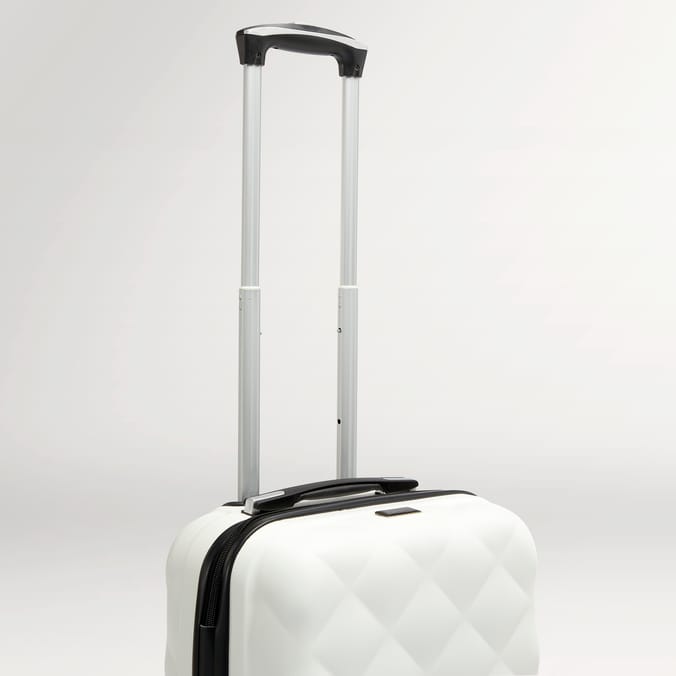 Salisbury Embossed Quilted Shell Suitcase - Off White