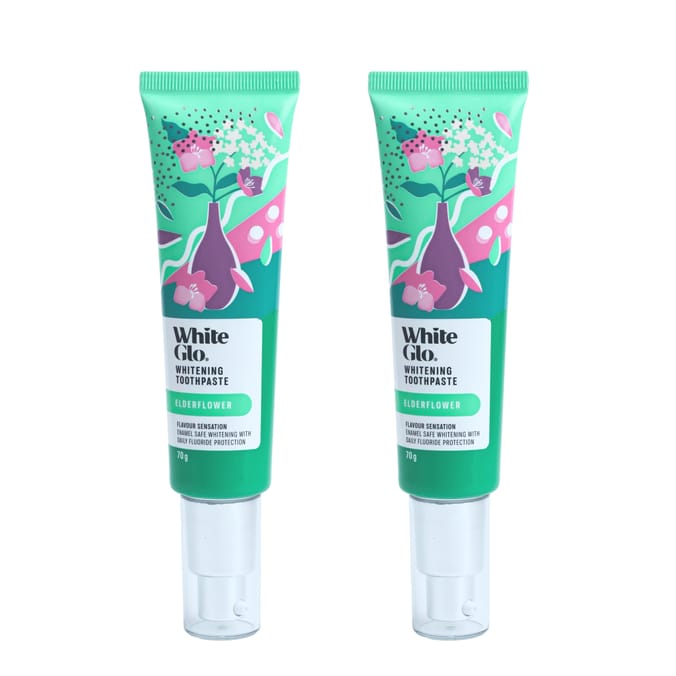 White Glo Whitening Elderflower Toothpaste 70g x2