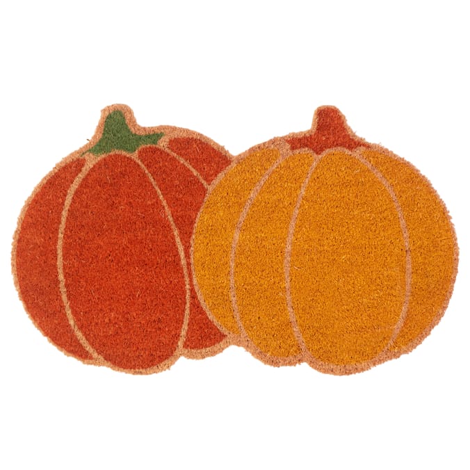 The Lifestyle Edit Harvest Coir Door Mat - Yellow Pumpkin