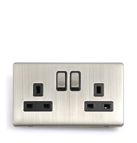 Pifco 13A Brushed Double Socket 