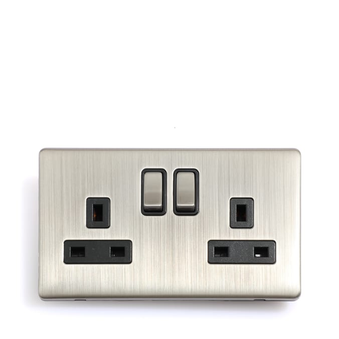 Pifco 13A Brushed Double Socket