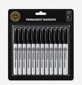 Colvin & Co Permanent Markers Black 12 Pack