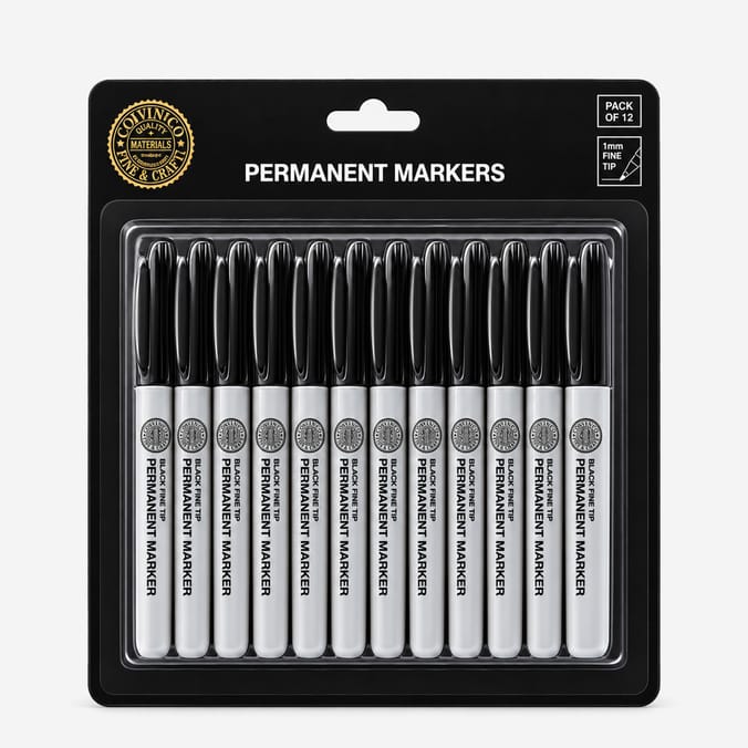 Colvin & Co Permanent Markers Black 12 Pack