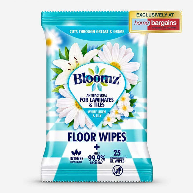 Bloomz Antibacterial XL Floor Wipes 25s - White Linen & Lily