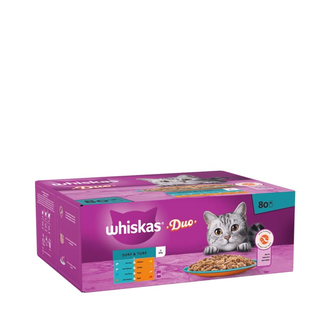 Whiskas Duo Surf Turf in Jelly 1 Adult Wet Cat Food Pouches