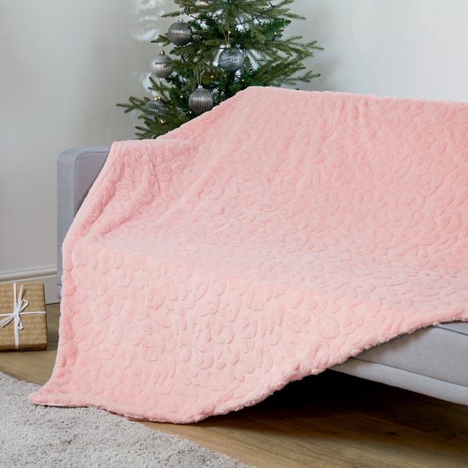 The Winter Warmer Collection Leopard Teddy Throw - Pink