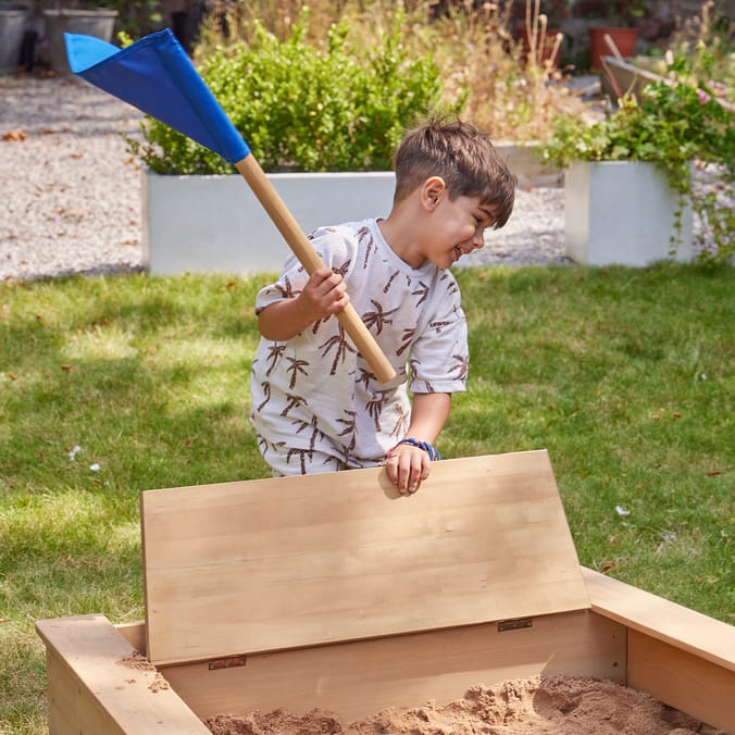 Liberty House Toys Kids Boat Sandpit with Seating and Cover