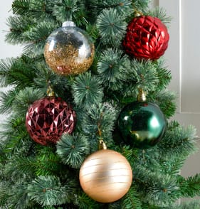 Festive Feeling 15cm Christmas Baubles 5 Pack - Traditional