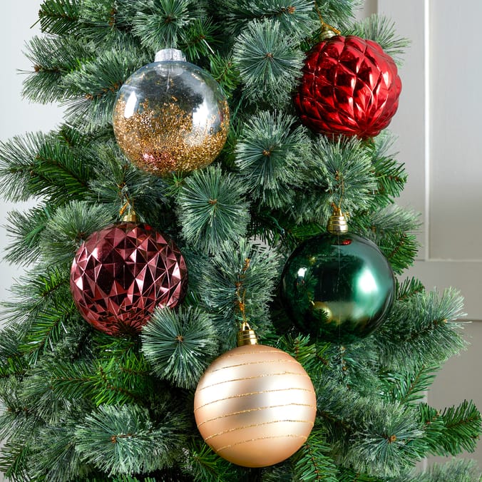 Festive Feeling 15cm Christmas Baubles 5 Pack - Traditional