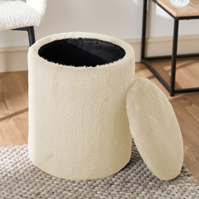 Home Collections Faux Fur Storage Stool
