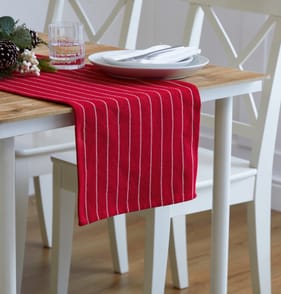 Festive Feeling Woven Stripe Table Runner 33x180 CM - Red