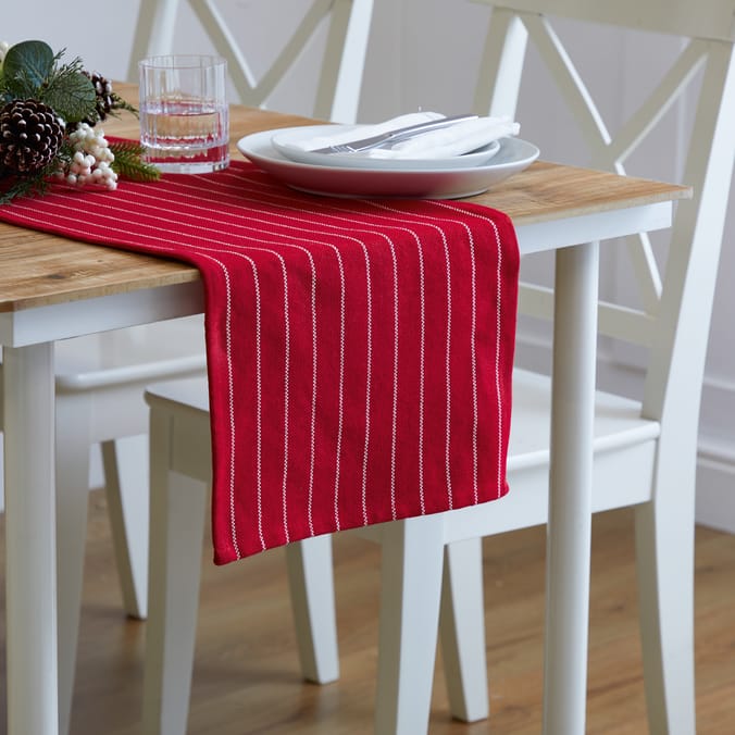 Festive Feeling Woven Stripe Table Runner 33x180 CM