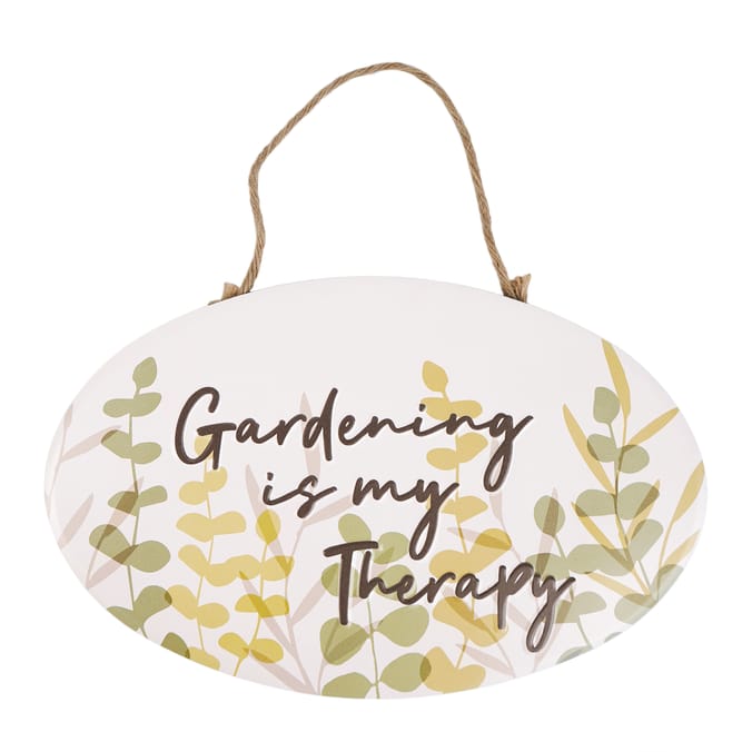 Jardin Metal Hanging Wall Sign - Gardening Is My Therapy