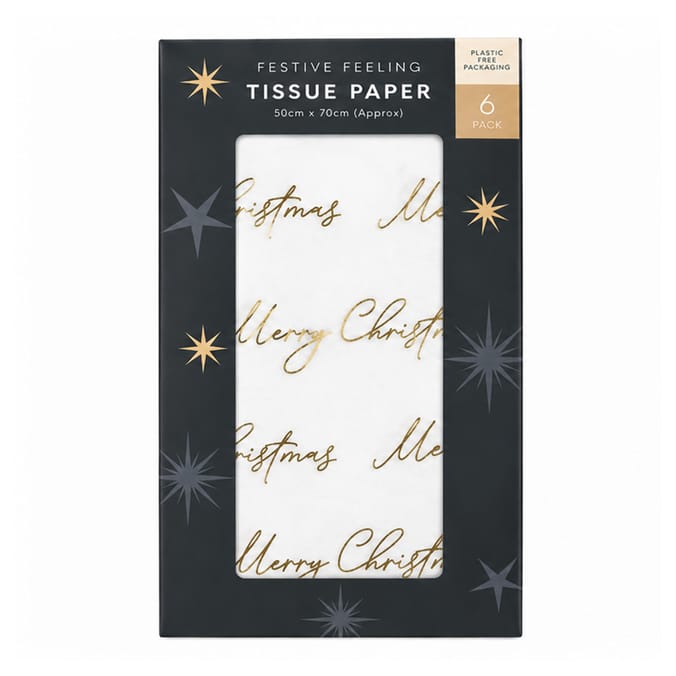  Festive Feeling Tissue Paper 6 Pack - Merry Christmas   