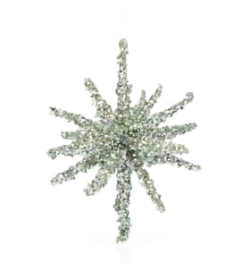 Frosted Spirit Diamante Star Hanging Decoration - Green