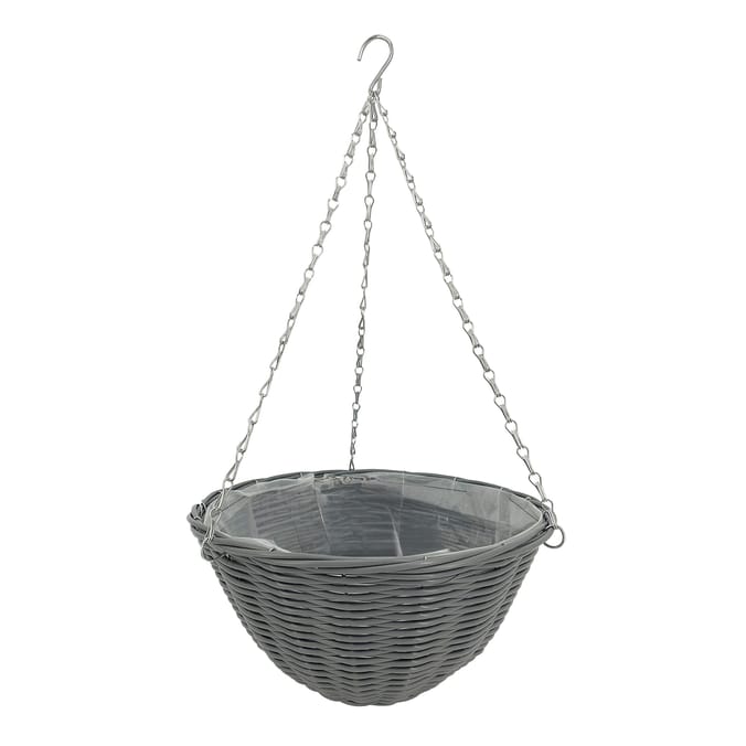 Jardin Polyratten Grey Round Hanging Basket