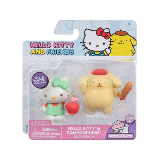 Hello Kitty & Friends 2 Figure Pack: Sweet & Salty - Pompompurin Corndog & Hello Kitty Candy Apple