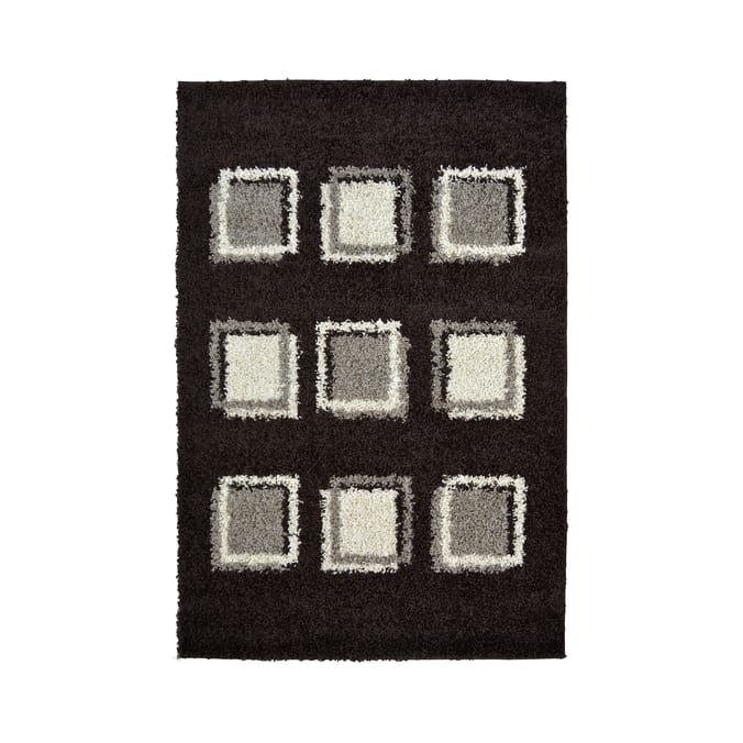Essentials Verve Shaggy Cube Rug - Black
