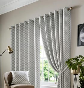 Alan Symonds Cotswold Fully Lined Curtains - Silver 46 x 54