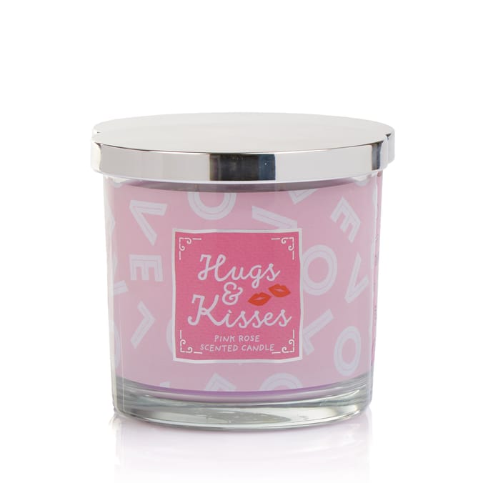 Hugs & Kisses Scented Candle 350g - Pink Rose 