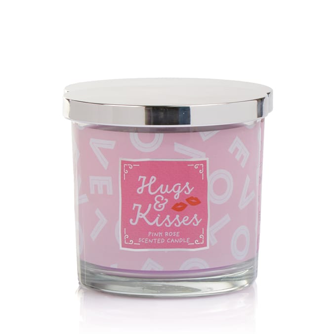Hugs & Kisses Scented Candle 350g - Pink Rose