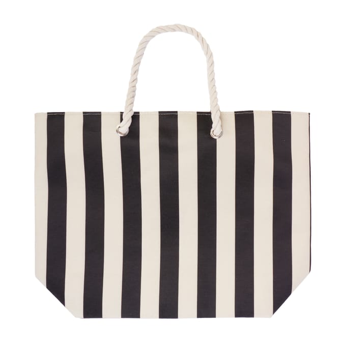 Hello Summer Canvas Beach Bag Stripe