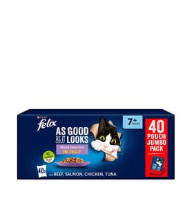 Felix As Good As it Looks 7+ Mixed Selection in Jelly Wet Cat Food Pouches 40x100g
