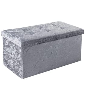 Home Collections Crushed Velvet Ottoman - Grey