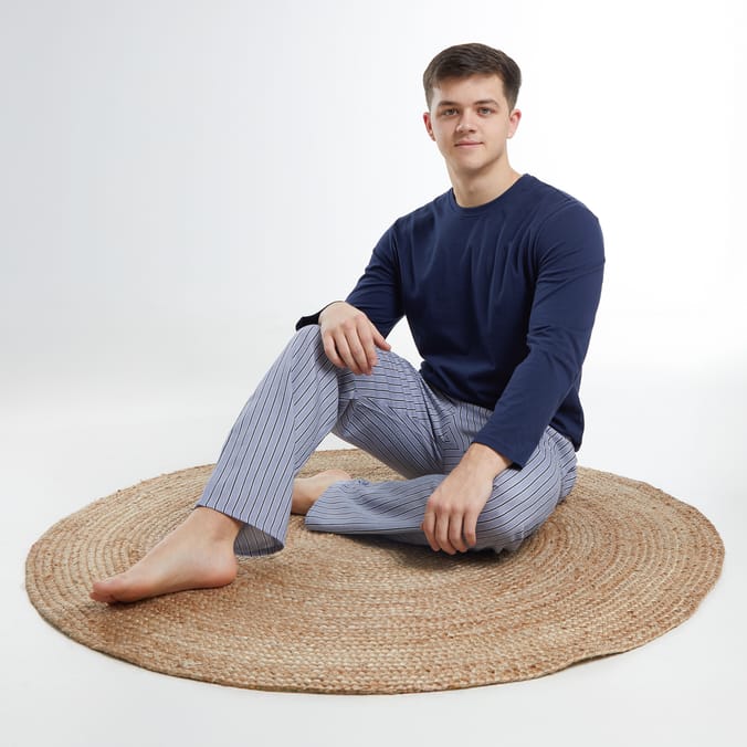 Originals Mens Long Sleeve Top & Striped Bottom Pyjamas
