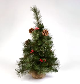 Festive Feeling Pine Cone Table Tree - Red