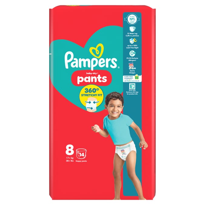 Pampers Baby-Dry Nappy Pants 14's Size 8