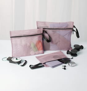 Travel Mesh Pouch Organiser 3 Pack - Pink