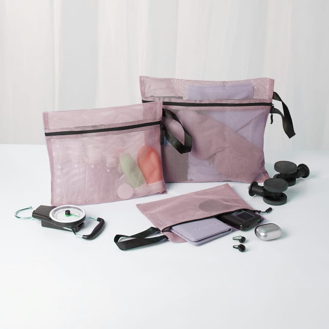  Travel Mesh Pouch Organiser 3 Pack - Pink
