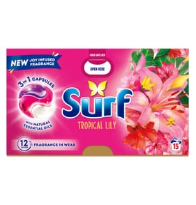 Surf 3in1 Laundry Washing Detergent Capsules 15 Washes - Tropical Lily